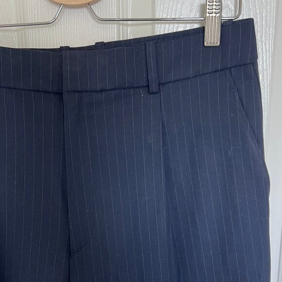 Uniqlo High Waist Navy Pinstripe Pants - Picture 2 of 4